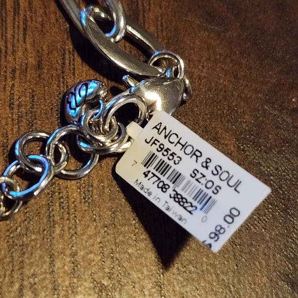 BRIGHTON anchor & sail bracelet Silver blue crystals on anchor pendant NEW SEA - Picture 4 of 5